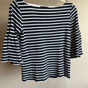 Banana Republic Navy and White Striped Blouse
